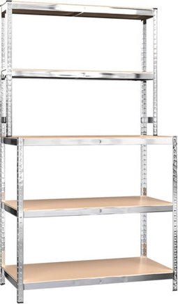 vidaXL - Werktafel - 5-laags - met - schappen - staal - & - bewerkt - hout - zilverkleur