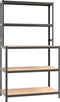vidaXL - Werktafel - 5-laags - met - schappen - staal - & - bewerkt - hout - antraciet