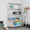 vidaXL - Werktafel - 5-laags - met - schappen - staal - & - bewerkt - hout - zilverkleur