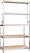 vidaXL - Werktafel - 5-laags - met - schappen - staal - & - bewerkt - hout - zilverkleur