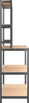 vidaXL - Werktafel - 5-laags - met - schappen - staal - & - bewerkt - hout - antraciet