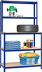 vidaXL - Werktafel - 5-laags - met - schappen - staal - en - bewerkt - hout - blauw