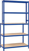 vidaXL - Werktafel - 5-laags - met - schappen - staal - en - bewerkt - hout - blauw