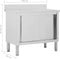 vidaXL - Werktafel - met - schuifdeuren - 100x50x(95-97) - cm - roestvrij - staal