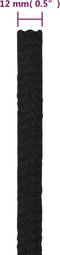 vidaXL - Werktouw - 12 - mm - 250 - m - polyester - zwart