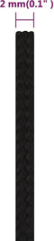 vidaXL - Werktouw - 2 - mm - 100 - m - polyester - zwart