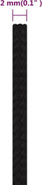 vidaXL - Werktouw - 2 - mm - 25 - m - polyester - zwart