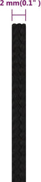 vidaXL - Werktouw - 2 - mm - 250 - m - polyester - zwart