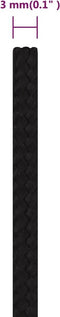 vidaXL - Werktouw - 3 - mm - 100 - m - polyester - zwart