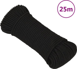 vidaXL - Werktouw - 3 - mm - 25 - m - polyester - zwart