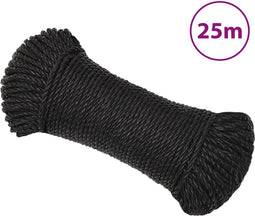 vidaXL - Werktouw - 3 - mm - 25 - m - polypropeen - zwart