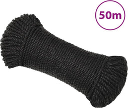 vidaXL - Werktouw - 3 - mm - 50 - m - polypropeen - zwart