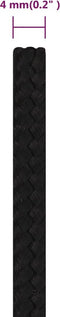 vidaXL - Werktouw - 4 - mm - 25 - m - polyester - zwart