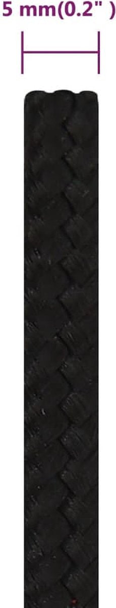 vidaXL - Werktouw - 5 - mm - 250 - m - polyester - zwart