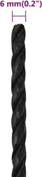 vidaXL - Werktouw - 6 - mm - 25 - m - polypropeen - zwart