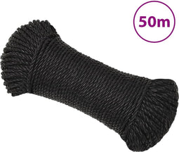 vidaXL - Werktouw - 6 - mm - 50 - m - polypropeen - zwart