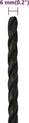 vidaXL - Werktouw - 6 - mm - 50 - m - polypropeen - zwart