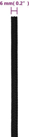 vidaXL - Werktouw - 6 - mm - 500 - m - polyester - zwart