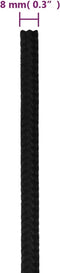 vidaXL - Werktouw - 8 - mm - 500 - m - polyester - zwart