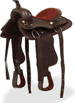 vidaXL Western zadel. hoofdstel en borstriem 12" echt leer bruin