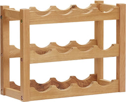 vidaXL - Wijnrek - voor - 12 - flessen - 47x21x36 - cm - massief - eikenhout
