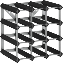vidaXL - Wijnrek - voor - 12 - flessen - massief - grenenhout - zwart