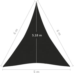 vidaXL - Zonnezeil - 160 - g/m² - 5x6x6 - m - HDPE - zwart