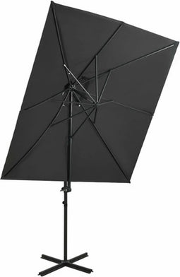 vidaXL - Zweefparasol - met - dubbel - dak - 250x250 - cm - antracietkleurig