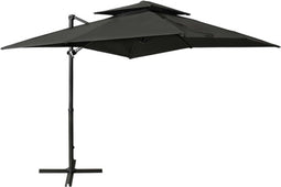 vidaXL - Zweefparasol - met - dubbel - dak - 250x250 - cm - antracietkleurig