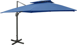 vidaXL - Zweefparasol - met - dubbel - dak - 300x300 - cm - azuurblauw
