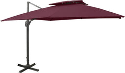 vidaXL - Zweefparasol - met - dubbel - dak - 300x300 - cm - bordeauxrood