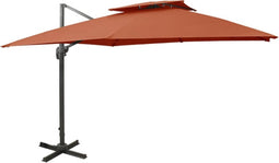 vidaXL - Zweefparasol - met - dubbel - dak - 300x300 - cm - terracottakleurig