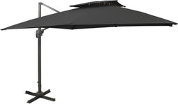 vidaXL - Zweefparasol - met - dubbel - dak - 300x300 - cm - zwart