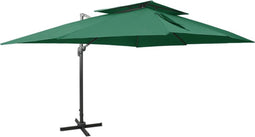 vidaXL - Zweefparasol - met - dubbel - dak - 400x300 - cm - groen