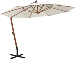 vidaXL - Zweefparasol - met - houten - paal - 350 - cm - wit