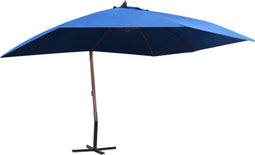 vidaXL - Zweefparasol - met - houten - paal - 400x300 - cm - blauw