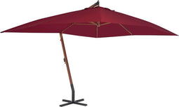 vidaXL - Zweefparasol - met - houten - paal - 400x300 - cm - bordeauxrood