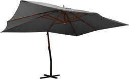 vidaXL - Zweefparasol - met - houten - paal - 400x300 - cm - antracietkleurig