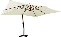 vidaXL - Zweefparasol - met - houten - paal - 400x300 - cm - zandwit