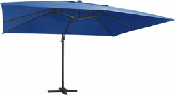 vidaXL - Zweefparasol - met - LED - en - aluminium - paal - 400x300 - cm - azuurblauw