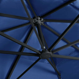 vidaXL - Zweefparasol - met - LED - en - stalen - paal - 250x250 - cm - azuurblauw
