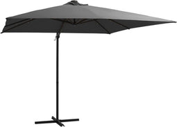 vidaXL - Zweefparasol - met - LED - en - stalen - paal - 250x250 - cm - antracietkleurig