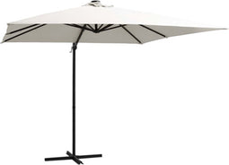 vidaXL - Zweefparasol - met - LED - en - stalen - paal - 250x250 - cm - zandkleurig