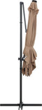 vidaXL - Zweefparasol - met - LED - en - stalen - paal - 250x250 - cm - taupe