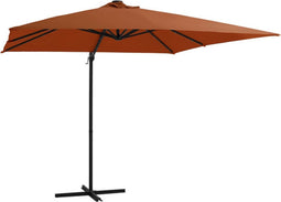 vidaXL - Zweefparasol - met - LED-verlichting - 250x250 - cm - terracottakleurig