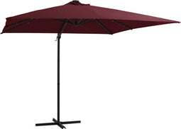 vidaXL - Zweefparasol - met - LED-verlichting - 250x250 - cm - bordeauxrood