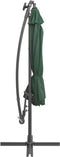 vidaXL - Zweefparasol - met - LED-verlichting - en - metalen - paal - 300 - cm - groen