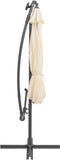 vidaXL - Zweefparasol - met - LED-verlichting - en - metalen - paal - 300 - cm - zand