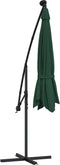 vidaXL - Zweefparasol - met - LED-verlichting - en - metalen - paal - 300 - cm - groen