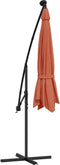 vidaXL - Zweefparasol - met - LED-verlichting - en - stalen - paal - terracottakleur